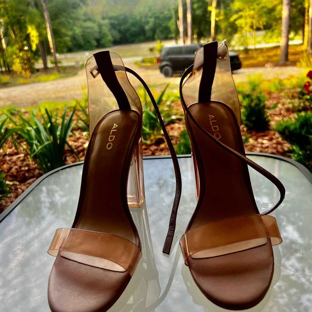 Aldo brown high heel sandals